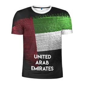 Мужская футболка 3D спортивная с принтом Арабские Эмираты в Санкт-Петербурге, 100% полиэстер с улучшенными характеристиками | приталенный силуэт, круглая горловина, широкие плечи, сужается к линии бедра | urban | город | мир | путешествие | символика | страны | флаг