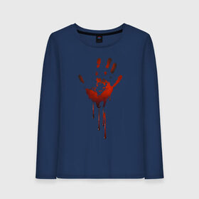 Женский лонгслив хлопок с принтом Отпечаток руки в Санкт-Петербурге, 100% хлопок |  | halloween | костюм на хэллоуин | кровавая рука | кровавый отпечаток | кровь | рисунок кровью | футболка для хэллоуина | хэллоуин