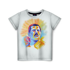 Детская футболка 3D с принтом Freddie Mercury в Санкт-Петербурге, 100% гипоаллергенный полиэфир | прямой крой, круглый вырез горловины, длина до линии бедер, чуть спущенное плечо, ткань немного тянется | freddie mercury | queen | фредди меркьюри