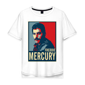 Мужская футболка хлопок Oversize с принтом Freddie Mercury в Санкт-Петербурге, 100% хлопок | свободный крой, круглый ворот, “спинка” длиннее передней части | Тематика изображения на принте: freddie mercury | queen | фредди меркьюри