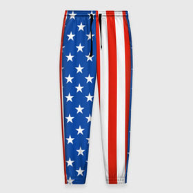 Мужские брюки 3D с принтом Американский Флаг в Санкт-Петербурге, 100% полиэстер | манжеты по низу, эластичный пояс регулируется шнурком, по бокам два кармана без застежек, внутренняя часть кармана из мелкой сетки | америка | вашингтон | звезды | патриот | сша | трамп | триколор