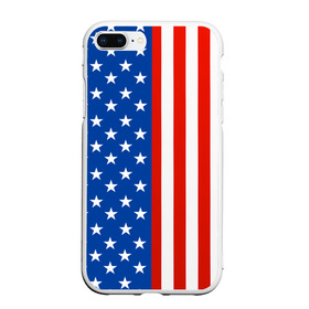 Чехол для iPhone 7Plus/8 Plus матовый с принтом Американский Флаг в Санкт-Петербурге, Силикон | Область печати: задняя сторона чехла, без боковых панелей | америка | вашингтон | звезды | патриот | сша | трамп | триколор