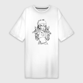 Платье-футболка хлопок с принтом Yo landi (светлые) в Санкт-Петербурге,  |  | девушка | контур | линиями | нервана | пушки. пистолеты | смайл | хип хоп | юар