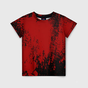 Детская футболка 3D с принтом Red blood в Санкт-Петербурге, 100% гипоаллергенный полиэфир | прямой крой, круглый вырез горловины, длина до линии бедер, чуть спущенное плечо, ткань немного тянется | Тематика изображения на принте: halloween | брызги красок | брызги крови | картина кровью | красные пятна | кровавая абстракция | кровавые пятна | кровь | пятна краски
