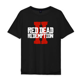Мужская футболка хлопок Oversize с принтом RDR2 в Санкт-Петербурге, 100% хлопок | свободный крой, круглый ворот, “спинка” длиннее передней части | gamer | gun | logo | play | player | rdr2 | red dead redemption 2 | rockstar | western | вестерн | ковбои | компьютерные игры 2019 | криминал | лого | рокстар