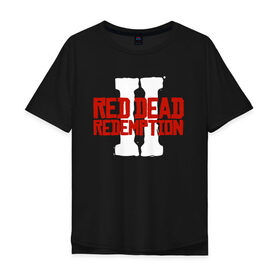 Мужская футболка хлопок Oversize с принтом RDR2 в Санкт-Петербурге, 100% хлопок | свободный крой, круглый ворот, “спинка” длиннее передней части | gamer | gun | logo | play | player | rdr2 | red dead redemption 2 | rockstar | western | вестерн | ковбои | компьютерные игры 2019 | криминал | лого | рокстар