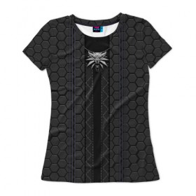 Женская футболка 3D с принтом ВЕДЬМАК 2077 (НА СПИНЕ) в Санкт-Петербурге, 100% полиэфир ( синтетическое хлопкоподобное полотно) | прямой крой, круглый вырез горловины, длина до линии бедер | 