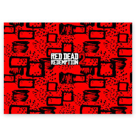 Поздравительная открытка с принтом red dead redemption 2 в Санкт-Петербурге, 100% бумага | плотность бумаги 280 г/м2, матовая, на обратной стороне линовка и место для марки
 | game | red dead | red dead redemption 2 | redemption 2 | rockstar games | бандиты | дикий запад | игры | ковбои | оружие