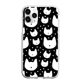 Чехол для iPhone 11 Pro матовый с принтом Love Cats Pattern в Санкт-Петербурге, Силикон |  | Тематика изображения на принте: белый | кот | котенок | котэ | котя | котята | кошка | любовь | мимими | паттерн | сердечки | сердце | силуэт | черный | я люблю кошек