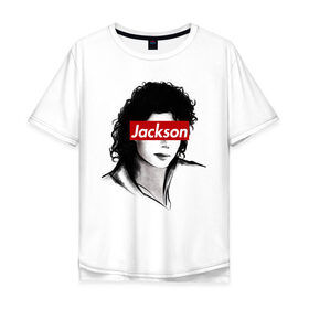 Мужская футболка хлопок Oversize с принтом Michael Jackson в Санкт-Петербурге, 100% хлопок | свободный крой, круглый ворот, “спинка” длиннее передней части | Тематика изображения на принте: jackson | michael | джексон | майкл