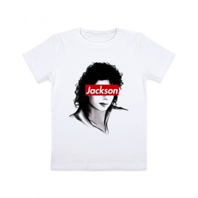 Детская футболка хлопок с принтом Michael Jackson в Санкт-Петербурге, 100% хлопок | круглый вырез горловины, полуприлегающий силуэт, длина до линии бедер | jackson | michael | джексон | майкл