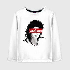 Детский лонгслив хлопок с принтом Michael Jackson в Санкт-Петербурге, 100% хлопок | круглый вырез горловины, полуприлегающий силуэт, длина до линии бедер | jackson | michael | джексон | майкл