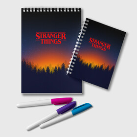 Блокнот с принтом STRANGER THINGS в Санкт-Петербурге, 100% бумага | 48 листов, плотность листов — 60 г/м2, плотность картонной обложки — 250 г/м2. Листы скреплены удобной пружинной спиралью. Цвет линий — светло-серый
 | 011 | eleven | friends don t lie | netflix | stranger things | демогоргон | нетфликс | одиннадцатая | очень странные дела | сериалы