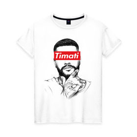 Женская футболка хлопок с принтом Timati в Санкт-Петербурге, 100% хлопок | прямой крой, круглый вырез горловины, длина до линии бедер, слегка спущенное плечо | black star | rap | блек стар | мафия | олимп | рэп