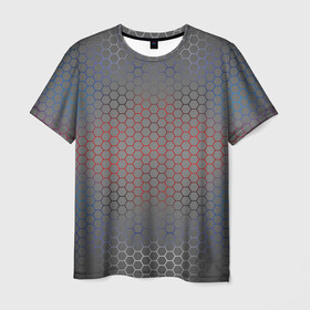 Мужская футболка 3D с принтом Кевлар Color Big в Санкт-Петербурге, 100% полиэфир | прямой крой, круглый вырез горловины, длина до линии бедер | абстракция | градиент | камуфляж | карбон | кевлар | россия | соты | триколор