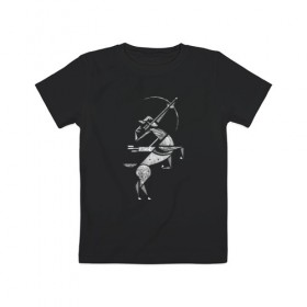 Детская футболка хлопок с принтом Стрелец в Санкт-Петербурге, 100% хлопок | круглый вырез горловины, полуприлегающий силуэт, длина до линии бедер | животные | звезды | знаки зодиака | конь | лук | люди | минимализм | серия | символы | стрелец