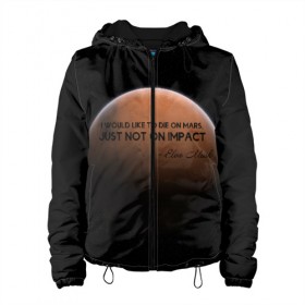 Женская куртка 3D с принтом Elon Reeve Musk в Санкт-Петербурге, ткань верха — 100% полиэстер, подклад — флис | прямой крой, подол и капюшон оформлены резинкой с фиксаторами, два кармана без застежек по бокам, один большой потайной карман на груди. Карман на груди застегивается на липучку | 