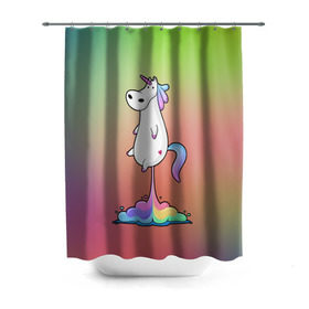 Штора 3D для ванной с принтом Единорог на Старте в Санкт-Петербурге, 100% полиэстер | плотность материала — 100 г/м2. Стандартный размер — 146 см х 180 см. По верхнему краю — пластиковые люверсы для креплений. В комплекте 10 пластиковых колец | corn | horse | magic | rainbow | unicorn | unicorns | волшебство | единорог | единороги | животное | лошадка | лошадь | магия | пони | радуга | рог | рога | сказка