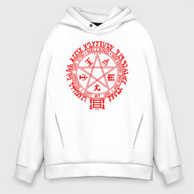 Мужское худи Oversize хлопок с принтом Alucard Pentagram в Санкт-Петербурге, френч-терри — 70% хлопок, 30% полиэстер. Мягкий теплый начес внутри —100% хлопок | боковые карманы, эластичные манжеты и нижняя кромка, капюшон на магнитной кнопке | alucard | hellsing | pentagram | алукард | пентаграмма | хеллсинг