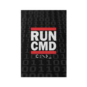 Обложка для паспорта матовая кожа с принтом RUN CMD в Санкт-Петербурге, натуральная матовая кожа | размер 19,3 х 13,7 см; прозрачные пластиковые крепления | Тематика изображения на принте: admin | administrator | calm | cmd | code | coder | coding | dmc | engineer | job | keep | programmer | run | администратор | айти | инженер | код | кодинг | программа | программист | профессия | сисадмин