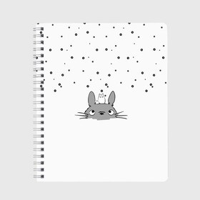 Тетрадь с принтом Totoro The Rain в Санкт-Петербурге, 100% бумага | 48 листов, плотность листов — 60 г/м2, плотность картонной обложки — 250 г/м2. Листы скреплены сбоку удобной пружинной спиралью. Уголки страниц и обложки скругленные. Цвет линий — светло-серый
 | аниме | дождь | тоторо