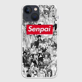 Чехол для iPhone 13 mini с принтом SENPAI в Санкт-Петербурге,  |  | ahegao | anime | face | girl | girls | sempai | senpai | аниме | ахегао | белые | девушки | коллаж | семпай | сенпай | тян | тянка | тянки | тяночки | фейс | чб | черное