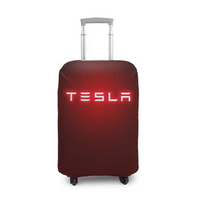 Чехол для чемодана 3D с принтом TESLA в Санкт-Петербурге, 86% полиэфир, 14% спандекс | двустороннее нанесение принта, прорези для ручек и колес | brand | car | elon mask | tesla | авто | бренд | илон | илон маск | маск | машина | тесла | электрокар
