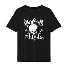 Мужская футболка хлопок Oversize с принтом Cypress Hill в Санкт-Петербурге, 100% хлопок | свободный крой, круглый ворот, “спинка” длиннее передней части | cypress hill | hip hop | music | rap | музыка | рэп | хип хоп | череп