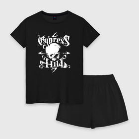 Женская пижама с шортиками хлопок с принтом Cypress Hill в Санкт-Петербурге, 100% хлопок | футболка прямого кроя, шорты свободные с широкой мягкой резинкой | cypress hill | hip hop | music | rap | музыка | рэп | хип хоп | череп