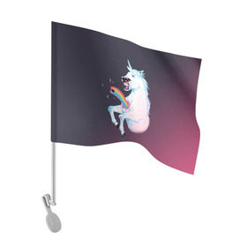 Флаг для автомобиля с принтом Чужой Единорог в Санкт-Петербурге, 100% полиэстер | Размер: 30*21 см | alien | corn | horse | magic | movie | predator | rainbow | unicorn | unicorns | волшебство | единорог | единороги | животное | лошадка | лошадь | магия | пони | радуга | рог | рога | сказка | фильм | хищник | чужой