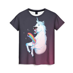 Женская футболка 3D с принтом Чужой Единорог в Санкт-Петербурге, 100% полиэфир ( синтетическое хлопкоподобное полотно) | прямой крой, круглый вырез горловины, длина до линии бедер | Тематика изображения на принте: alien | corn | horse | magic | movie | predator | rainbow | unicorn | unicorns | волшебство | единорог | единороги | животное | лошадка | лошадь | магия | пони | радуга | рог | рога | сказка | фильм | хищник | чужой