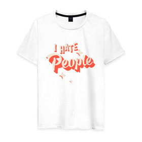 Мужская футболка хлопок с принтом I Hate People в Санкт-Петербурге, 100% хлопок | прямой крой, круглый вырез горловины, длина до линии бедер, слегка спущенное плечо. | art | pin | pop | retro | арт | людей | люди | ненавижу | ненависть | пин | поп | ретро