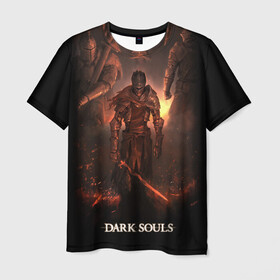 Мужская футболка 3D с принтом Dark Souls в Санкт-Петербурге, 100% полиэфир | прямой крой, круглый вырез горловины, длина до линии бедер | 3 | dark | darksouls | praise | soul | souls | the sun | дарк | души | мертвец | рыцарь | соул | соулс | тёмные
