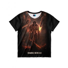 Детская футболка 3D с принтом Dark Souls в Санкт-Петербурге, 100% гипоаллергенный полиэфир | прямой крой, круглый вырез горловины, длина до линии бедер, чуть спущенное плечо, ткань немного тянется | 3 | dark | darksouls | praise | soul | souls | the sun | дарк | души | мертвец | рыцарь | соул | соулс | тёмные