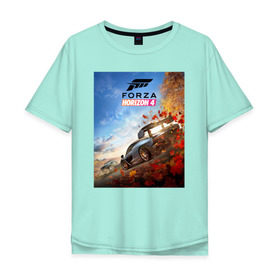 Мужская футболка хлопок Oversize с принтом Forza Horizon 4 в Санкт-Петербурге, 100% хлопок | свободный крой, круглый ворот, “спинка” длиннее передней части | auto | car | forza | game | horizon | mclaren | motorsport | race | авто | гонки | игра | машина