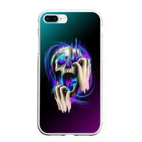 Чехол для iPhone 7Plus/8 Plus матовый с принтом Scream Skull в Санкт-Петербурге, Силикон | Область печати: задняя сторона чехла, без боковых панелей | bone | bones | chain | chains | dark | grey | horror | scary | scream | skull | skulls | teeth | tooth | жуть | зуб | зубы | кости | кость | крик | серый | страшно | хоррор | цепи | цепочка | цепь | череп | черепа