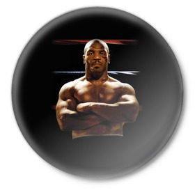 Значок с принтом Майк Тайсон в Санкт-Петербурге,  металл | круглая форма, металлическая застежка в виде булавки | бокс | боксер | знаменитости | спорт | стиль | тайсон | тренд