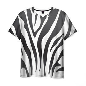 Мужская футболка 3D с принтом Зебра принт в Санкт-Петербурге, 100% полиэфир | прямой крой, круглый вырез горловины, длина до линии бедер | абстракция | африка | белый | зебра | парнокопытное | принт | сафари | чб | черный