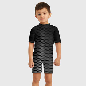 Детский купальный костюм 3D с принтом Стальная ткань в Санкт-Петербурге, Полиэстер 85%, Спандекс 15% | застежка на молнии на спине | Тематика изображения на принте: металл | сетка | сталь