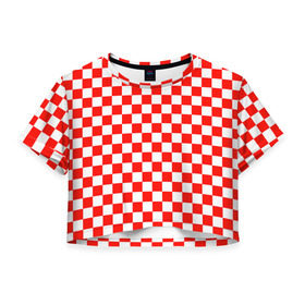 Женская футболка Cropp-top с принтом Хорватская шашка в Санкт-Петербурге, 100% полиэстер | круглая горловина, длина футболки до линии талии, рукава с отворотами | 