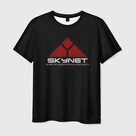 Мужская футболка 3D с принтом SKYNET в Санкт-Петербурге, 100% полиэфир | прямой крой, круглый вырез горловины, длина до линии бедер | ai | terminator | арни | арнольд шварценеггер | ии | искусственный интеллект | киборг | культовое кино | скайнет | терминатор | шварц