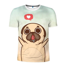 Мужская футболка 3D спортивная с принтом Puglie Pug Like в Санкт-Петербурге, 100% полиэстер с улучшенными характеристиками | приталенный силуэт, круглая горловина, широкие плечи, сужается к линии бедра | anime | dog | аниме | лайк | мопс | мопсик