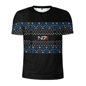 Мужская футболка 3D спортивная с принтом N7 Вязаный в Санкт-Петербурге, 100% полиэстер с улучшенными характеристиками | приталенный силуэт, круглая горловина, широкие плечи, сужается к линии бедра | Тематика изображения на принте: вязка | зима | новый год | свитер | теплый