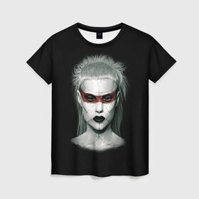 Женская футболка 3D с принтом Йо-Ланди Фиссер в Санкт-Петербурге, 100% полиэфир ( синтетическое хлопкоподобное полотно) | прямой крой, круглый вырез горловины, длина до линии бедер | die antwoord | ninja | yo landi | йо ланди фиссер | музыка | рэп рейв