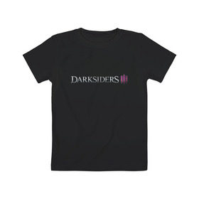 Детская футболка хлопок с принтом Darksiders 3 в Санкт-Петербурге, 100% хлопок | круглый вырез горловины, полуприлегающий силуэт, длина до линии бедер | Тематика изображения на принте: 3 | darkside | darksider | darksiders | апокалипсиса | всадники | даркайдерс | дарксайд | дарксайдер | лого | логотип | ярость