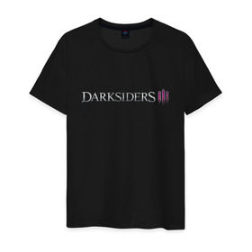 Мужская футболка хлопок с принтом Darksiders 3 в Санкт-Петербурге, 100% хлопок | прямой крой, круглый вырез горловины, длина до линии бедер, слегка спущенное плечо. | 3 | darkside | darksider | darksiders | апокалипсиса | всадники | даркайдерс | дарксайд | дарксайдер | лого | логотип | ярость