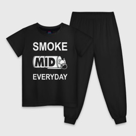 Детская пижама хлопок с принтом Smoke mid everyday в Санкт-Петербурге, 100% хлопок |  брюки и футболка прямого кроя, без карманов, на брюках мягкая резинка на поясе и по низу штанин
 | anarchist | balkan | blake | counter | cs:go | fbi | gign | gsg 9 | idf | pirate | sas | seal | strike | swat | анархисты | балканы | граната | день | дым | каждый | контра | контрудар | пираты