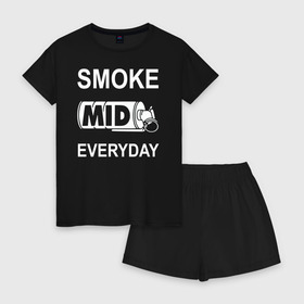 Женская пижама с шортиками хлопок с принтом Smoke mid everyday в Санкт-Петербурге, 100% хлопок | футболка прямого кроя, шорты свободные с широкой мягкой резинкой | anarchist | balkan | blake | counter | cs:go | fbi | gign | gsg 9 | idf | pirate | sas | seal | strike | swat | анархисты | балканы | граната | день | дым | каждый | контра | контрудар | пираты