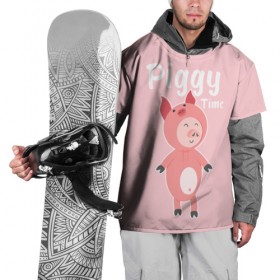 Накидка на куртку 3D с принтом Piggy Time в Санкт-Петербурге, 100% полиэстер |  | 2019 | merry christmas | new year | год свиньи | зима | новый год | поросенок | праздник | рождество | свинка | свинья