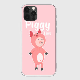 Чехол для iPhone 12 Pro с принтом Piggy Time в Санкт-Петербурге, силикон | область печати: задняя сторона чехла, без боковых панелей | 2019 | merry christmas | new year | год свиньи | зима | новый год | поросенок | праздник | рождество | свинка | свинья